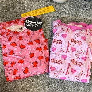 Pink Valentines Kids Pajamas sz 9/10 set of 2